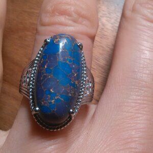 Mojave Purple Turquoise Solitaire Stainless Steel Ring (Size 6)